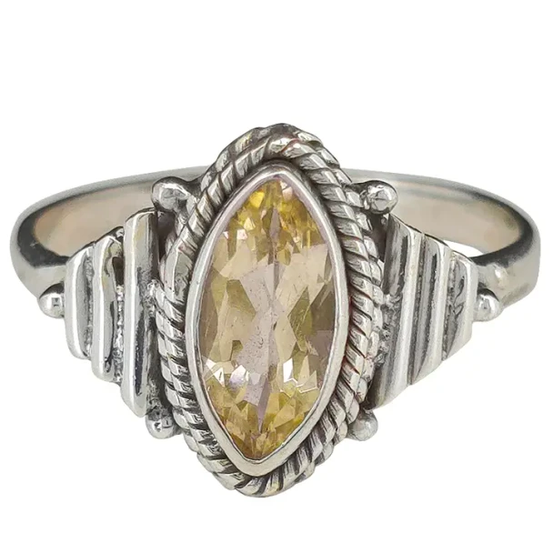 Faceted Citrine Sterling Silver Ring