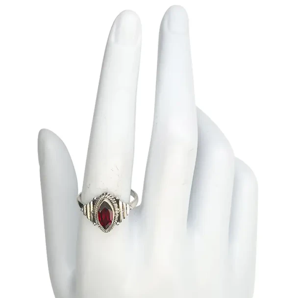 Faceted Garnet Sterling Silver Ring