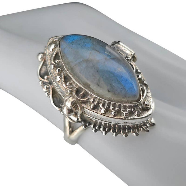 Labradorite Sterling Silver Locket / Poison Ring