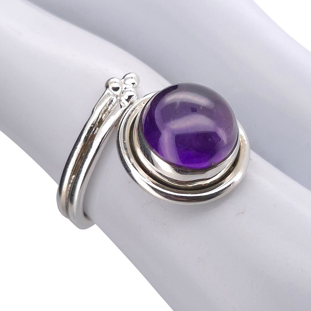 Amethyst Sterling Silver Adjustable Ring