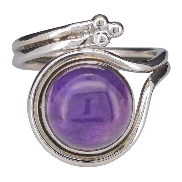 Amethyst Sterling Silver Adjustable Ring