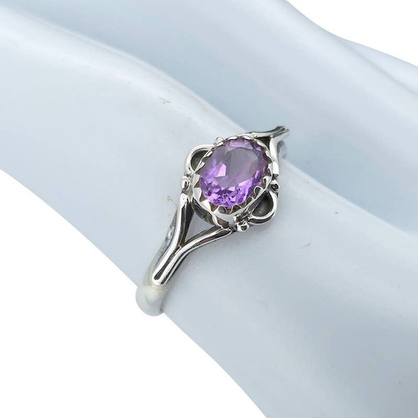 Faceted Amethyst Sterling Silver Ring