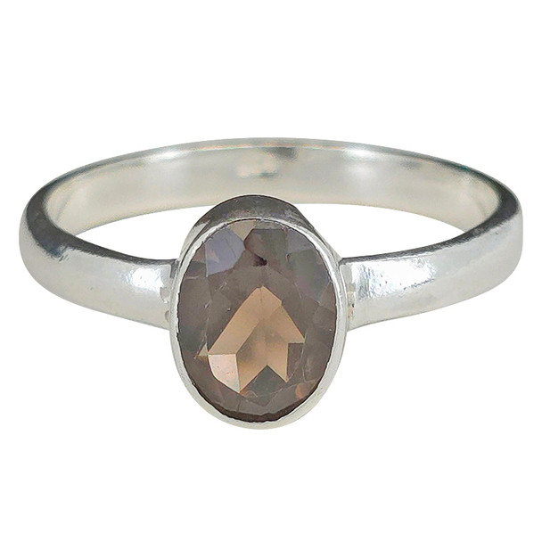 Faceted Smoky Quartz Sterling Silver Ring