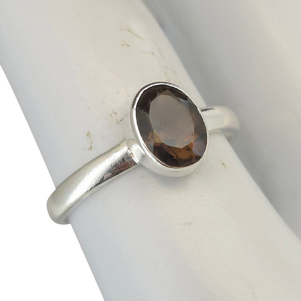 Faceted Smoky Quartz Sterling Silver Ring