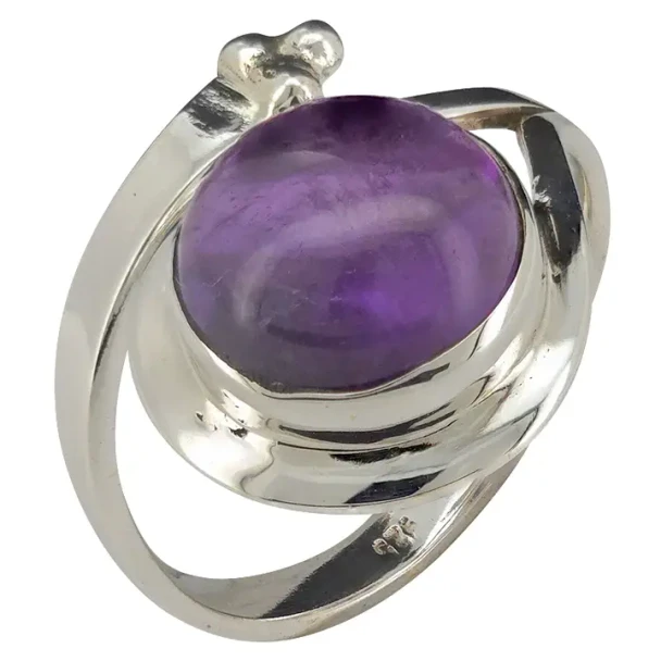 Amethyst Sterling Silver Adjustable Ring.