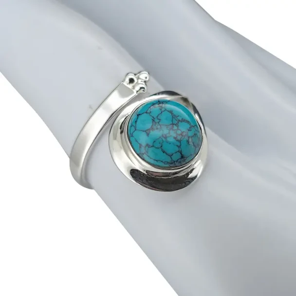 Howlite Sterling Silver Adjustable Ring