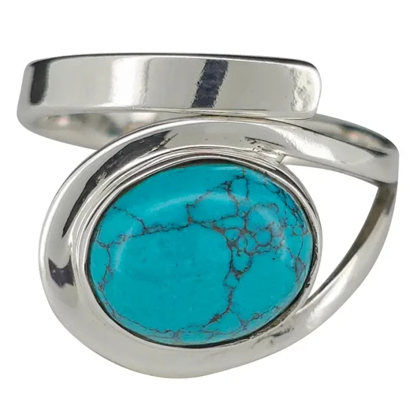 Howlite Sterling Silver Adjustable Ring
