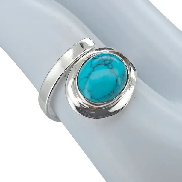Howlite Sterling Silver Adjustable Ring