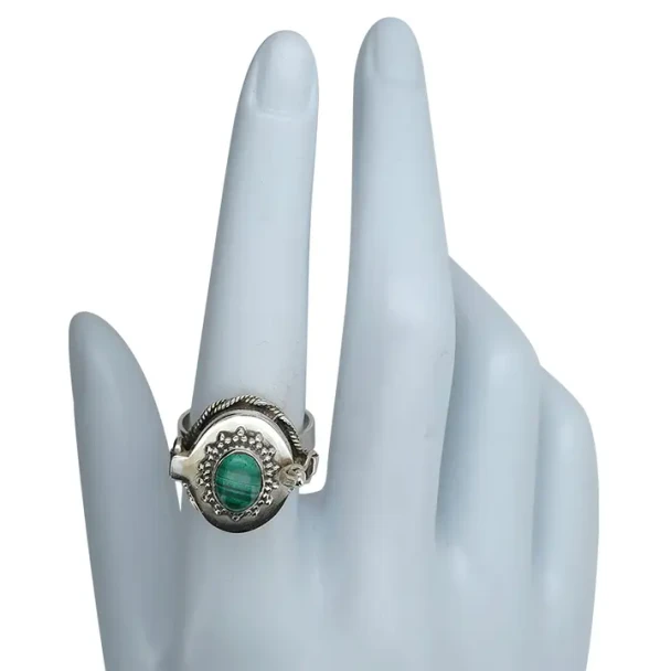 Malachite Sterling Silver Poison Ring