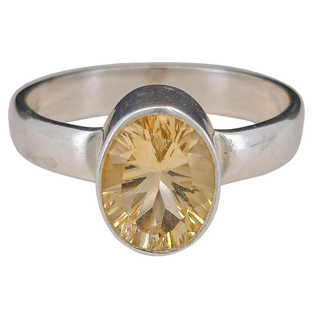 Faceted Citrine Sterling Silver Ring