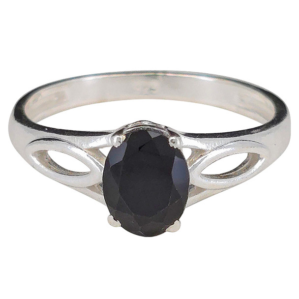 Faceted Black Onyx Sterling Silver Ring
