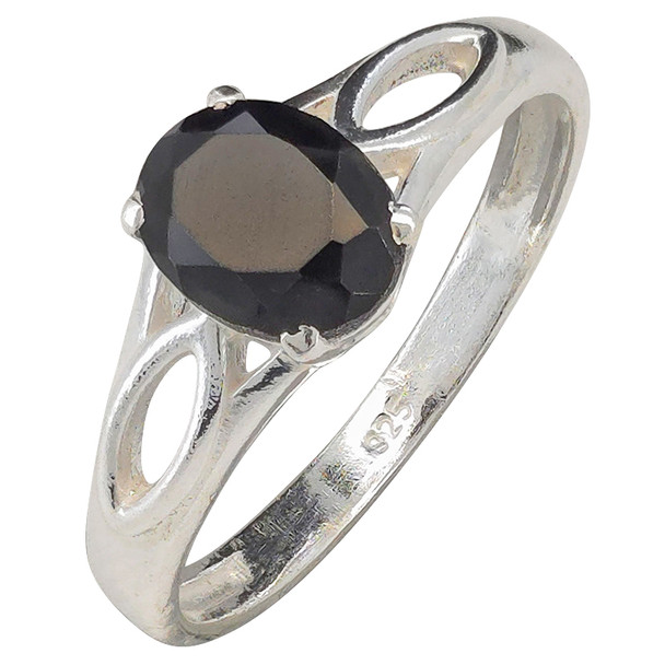 Faceted Black Onyx Sterling Silver Ring