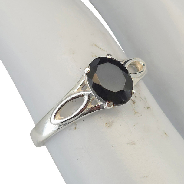 Faceted Black Onyx Sterling Silver Ring