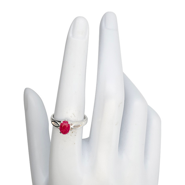 Faceted Composite Ruby Sterling Silver Ring