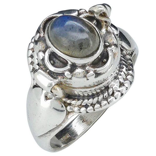 Labradorite Sterling Silver Locket / Poison Ring