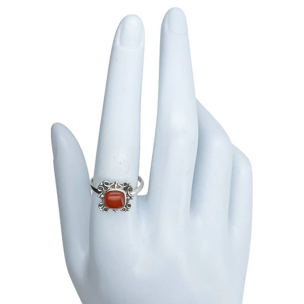 Red Onyx Stone Sterling Silver Ring