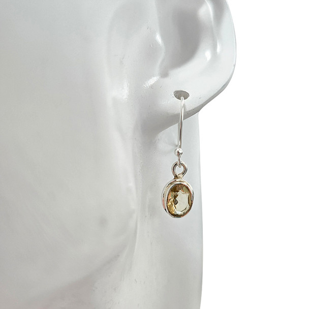 Faceted Citrine Sterling Silver Hook Earrings