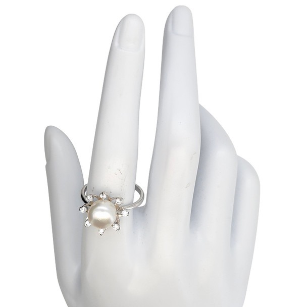 Radiant Pearl Bloom Sterling Silver Ring