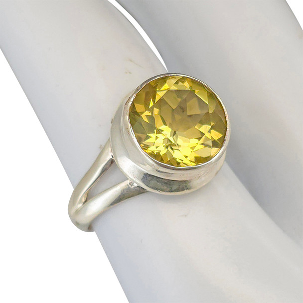 Faceted Lemon Topaz Sterling Silver Ring
