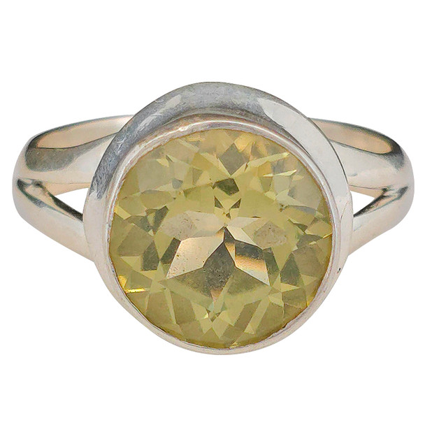 Faceted Lemon Topaz Sterling Silver Ring