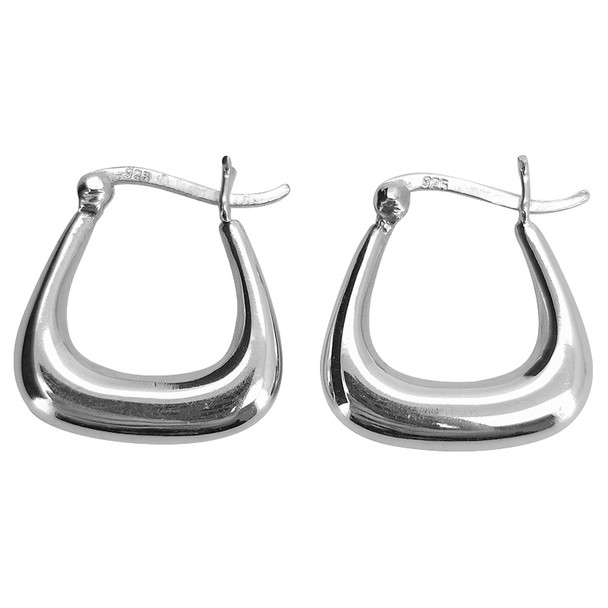 Modern Sterling Silver Hoop Earrings
