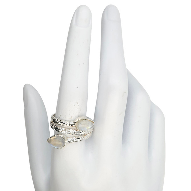 Teardrop Moonstone Statement Sterling Silver Ring