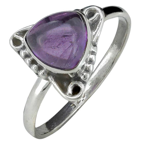 Triangle-Shaped Amethyst Sterling Silver Ring