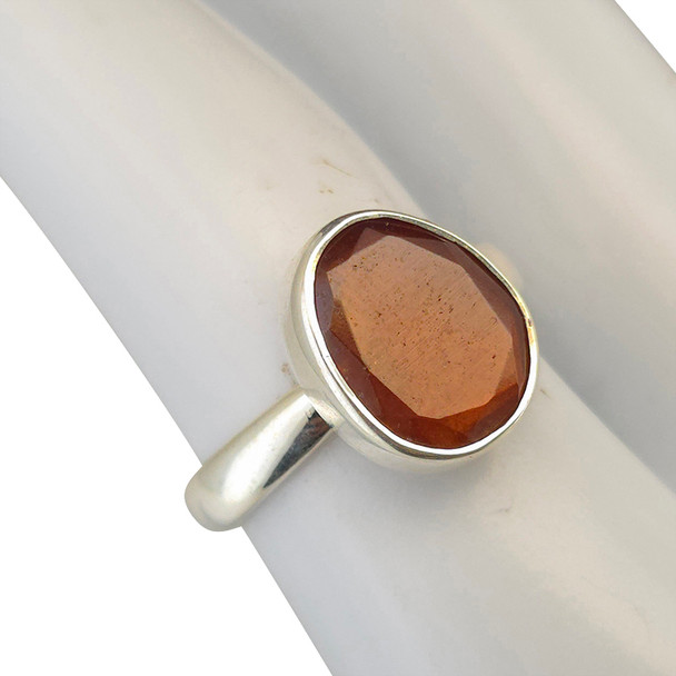 Faceted Hessonite Garnet Adjustable Sterling Silver Ring