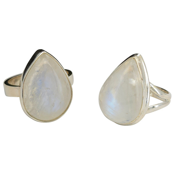 Teardrop Moonstone Sterling Silver Ring
