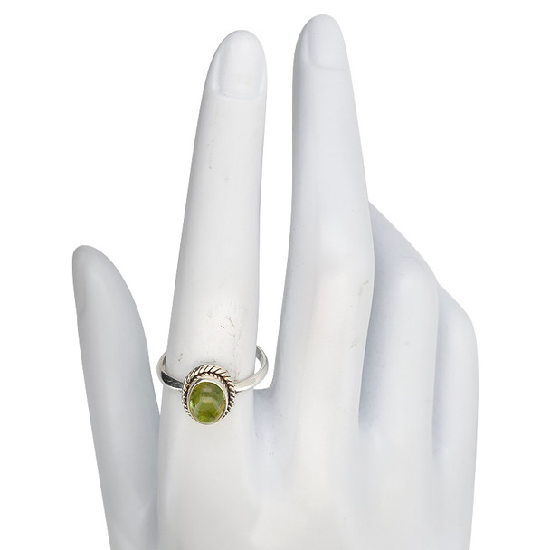 Peridot Twisted Rope Sterling Silver Ring