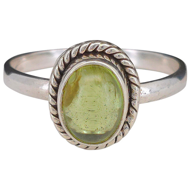 Peridot Twisted Rope Sterling Silver Ring