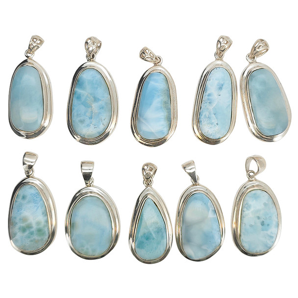 Larimar Freeform Sterling Silver Pendant