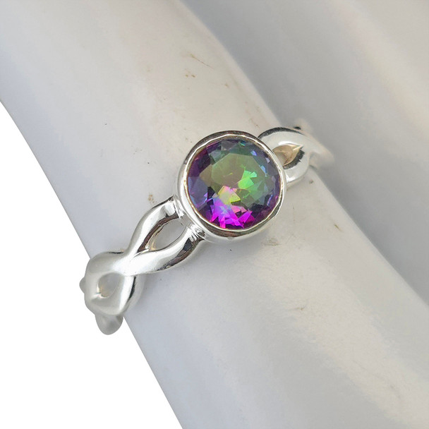 Faceted Mystic Woven-Style Sterling Silver Ring