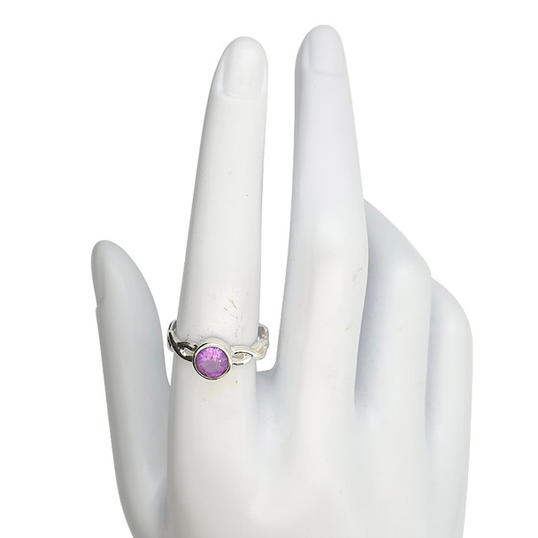 Faceted Amethyst Woven-Style Sterling Silver Ring