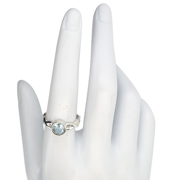 Faceted Blue Topaz Woven-Style Sterling Silver Ring