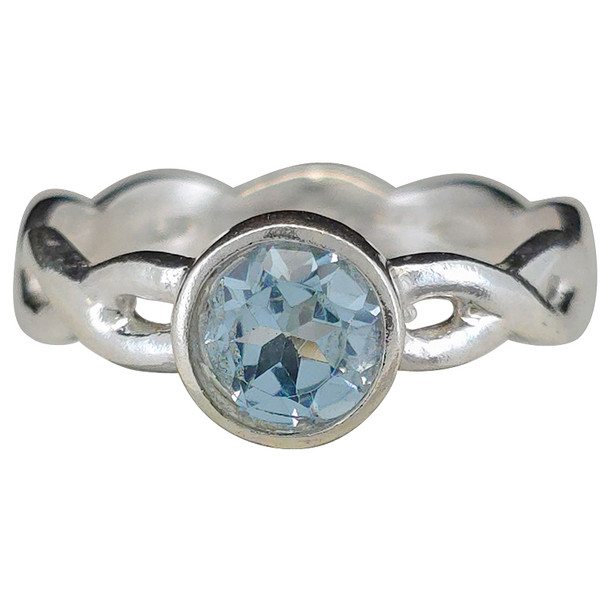 Faceted Blue Topaz Woven-Style Sterling Silver Ring