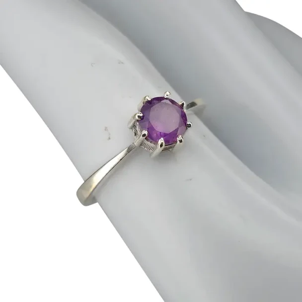 Faceted Amethyst Sterling Silver Ring