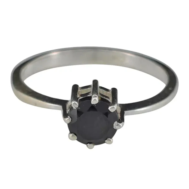 Faceted Black Onyx Sterling Silver Ring