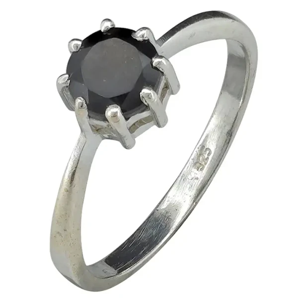 Faceted Black Onyx Sterling Silver Ring