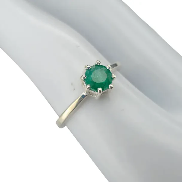 Faceted Composite Emerald Sterling Silver Ring