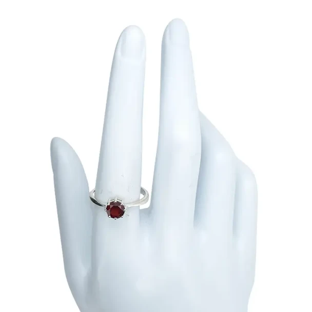 Faceted Garnet Sterling Silver Ring