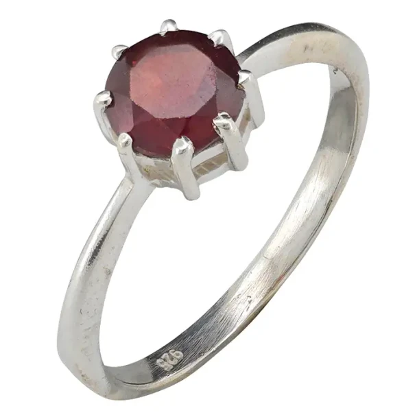Faceted Garnet Sterling Silver Ring