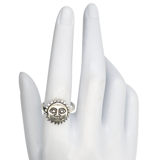 Sun Face Sterling Silver Ring