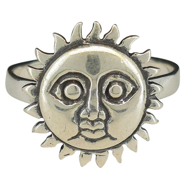 Sun Face Sterling Silver Ring