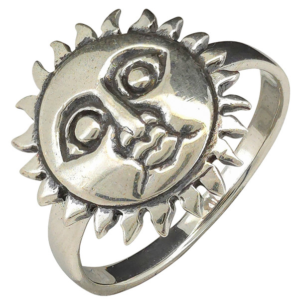 Sun Face Sterling Silver Ring