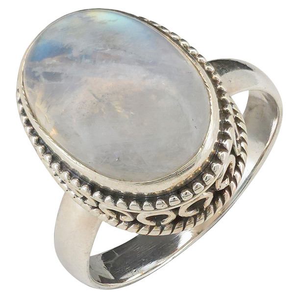 Moonstone Scrollwork Sterling Silver Ring