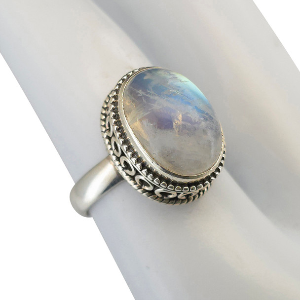 Moonstone Scrollwork Sterling Silver Ring