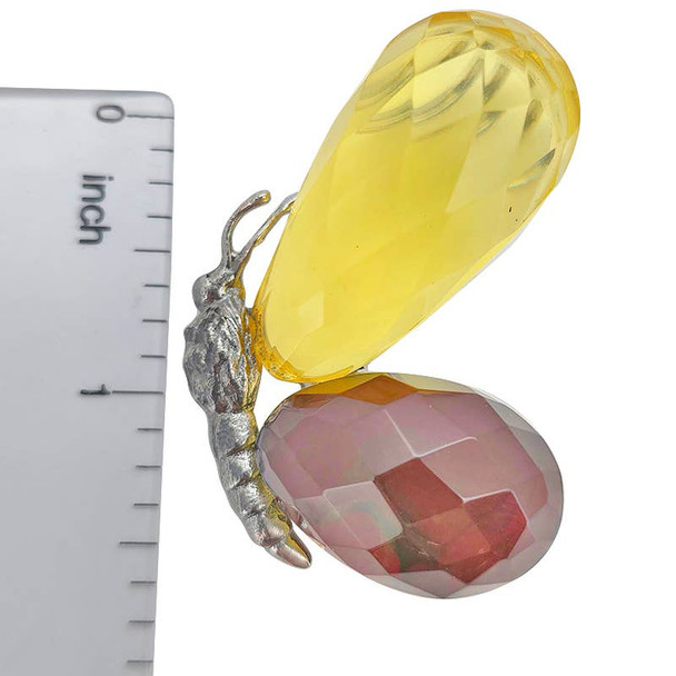 Faceted Multicolor Amber Butterfly Pendant
