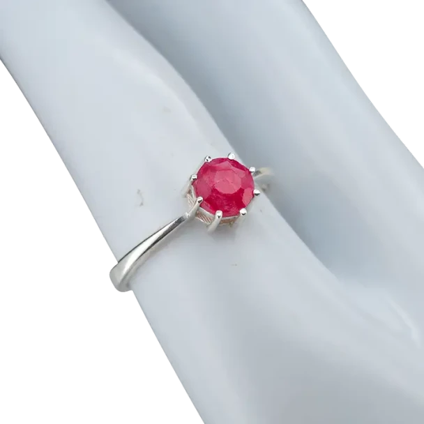 Faceted Composite Ruby Sterling Silver Ring