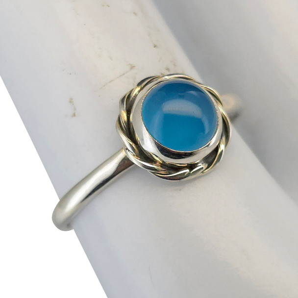 Blue Chalcedony Twisted Rope Sterling Silver Ring